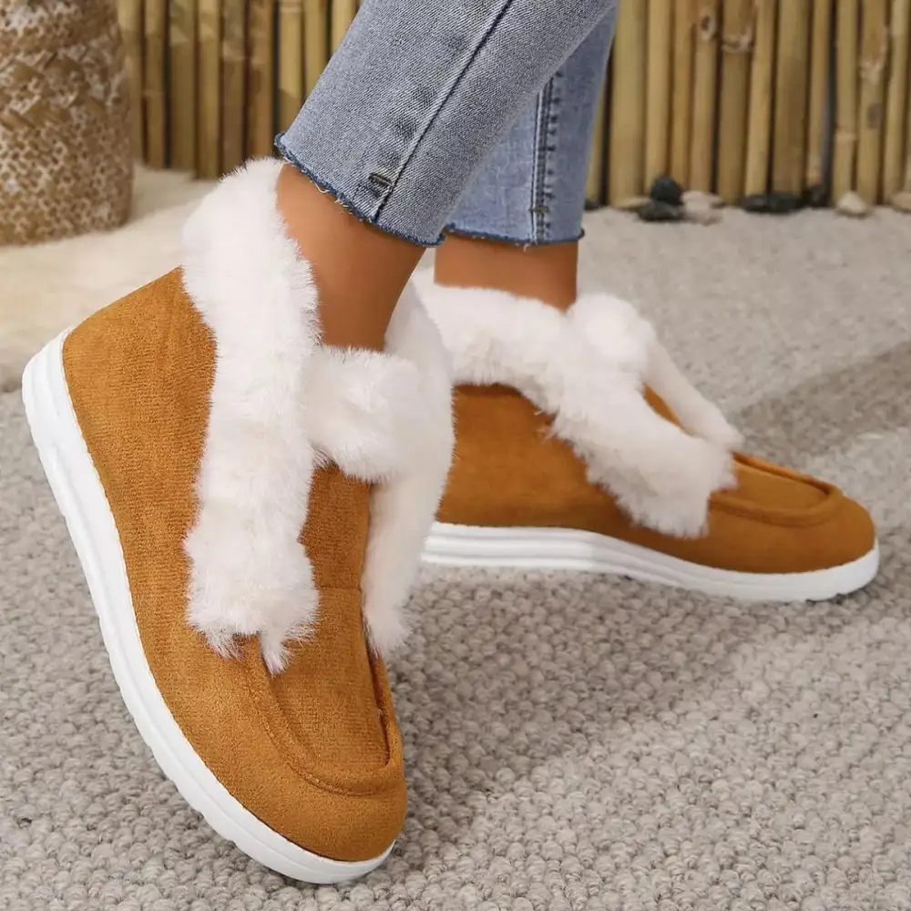 Cozy Fuzzy Trim Ankle Boots