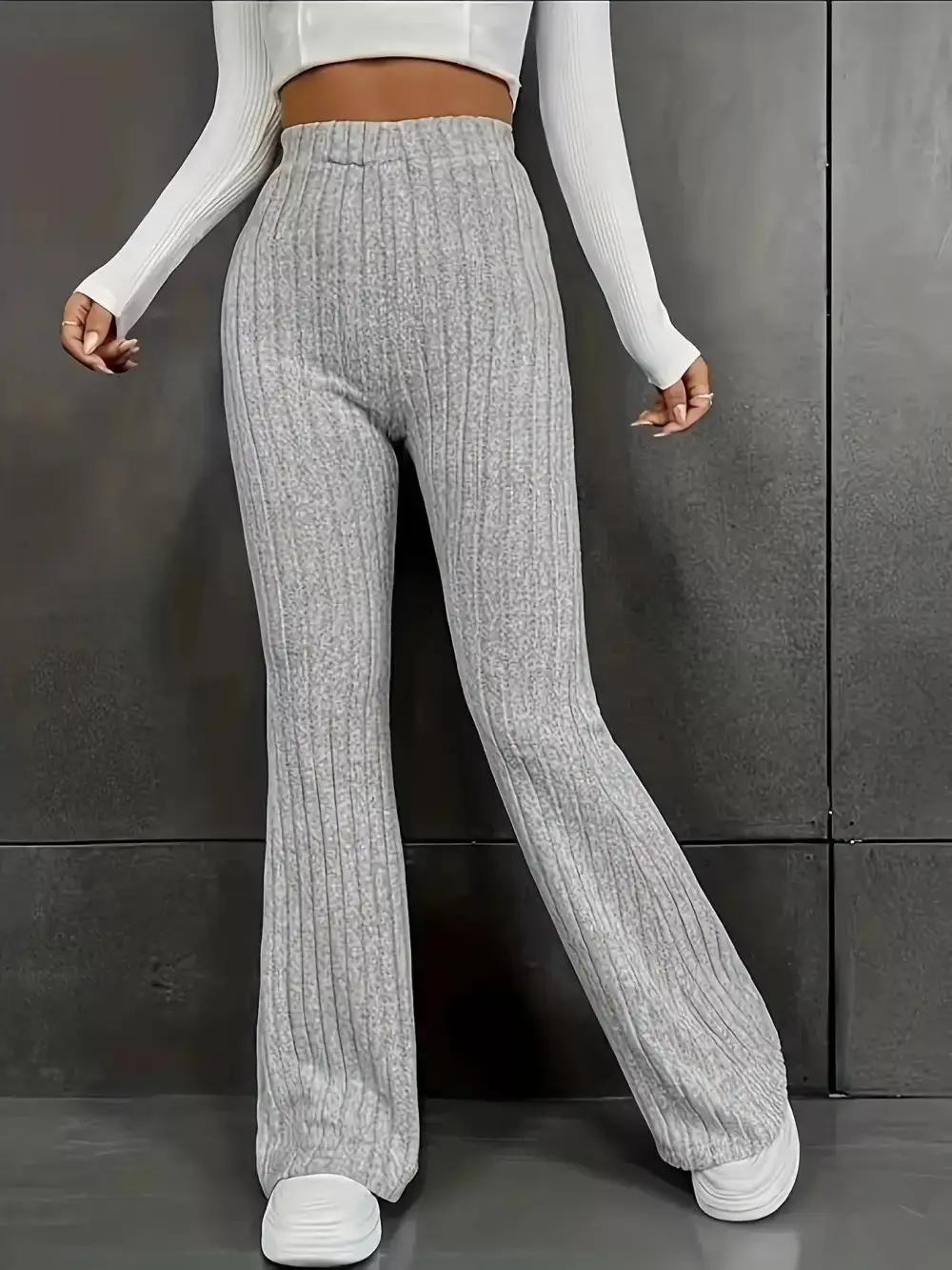 Flare High Waist Ribbed Pants