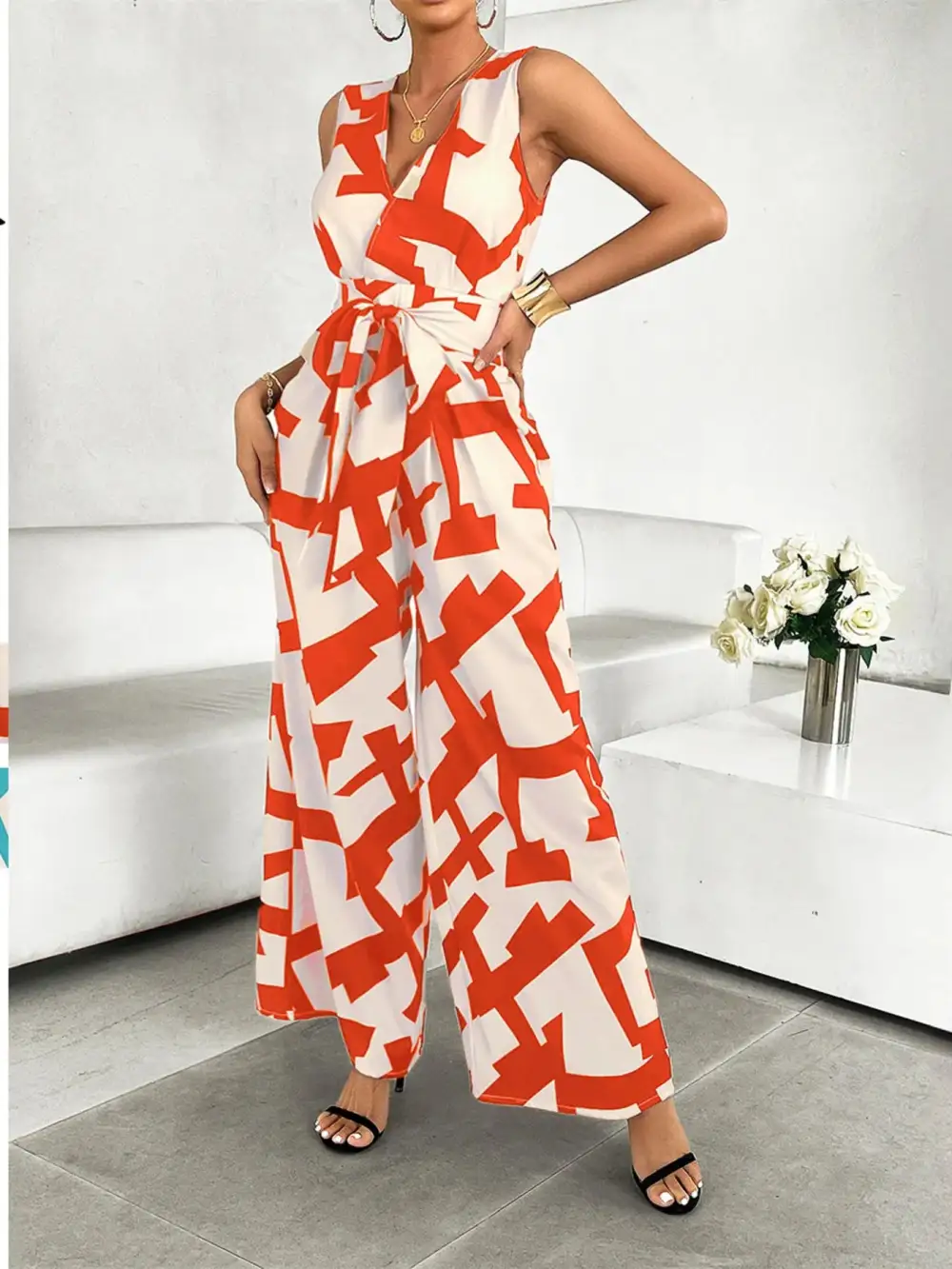 Easygoing Wide Leg Printed Jumpsuit