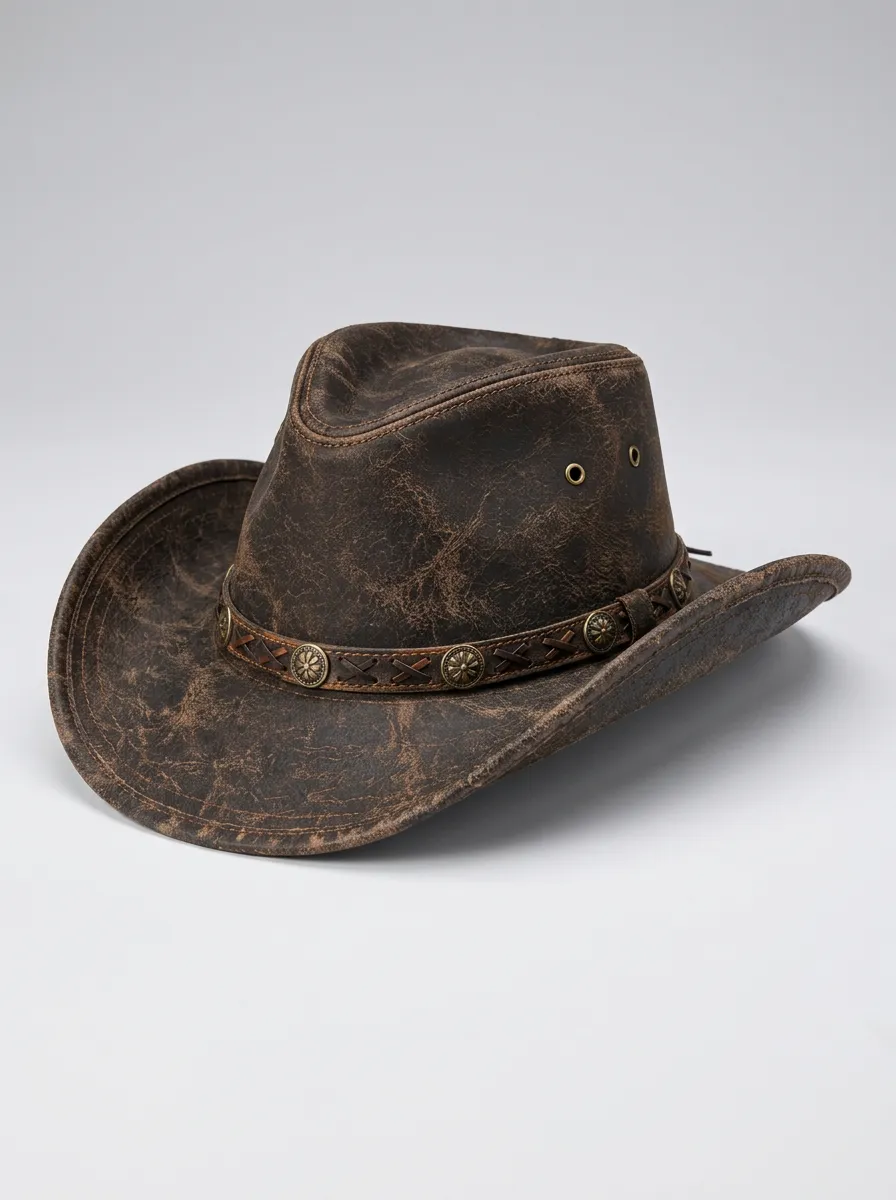 Western Brown Cowboy Hat with Leather Texture
