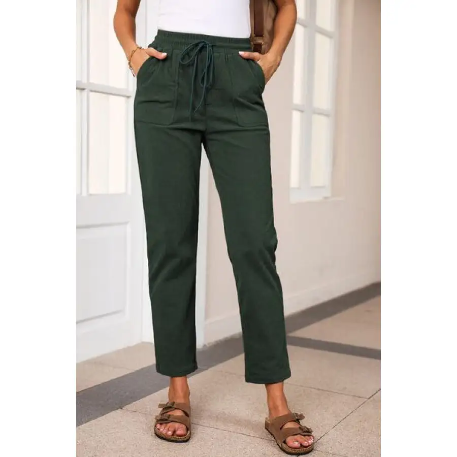 Classic Drawstring Straight Pants with Pockets