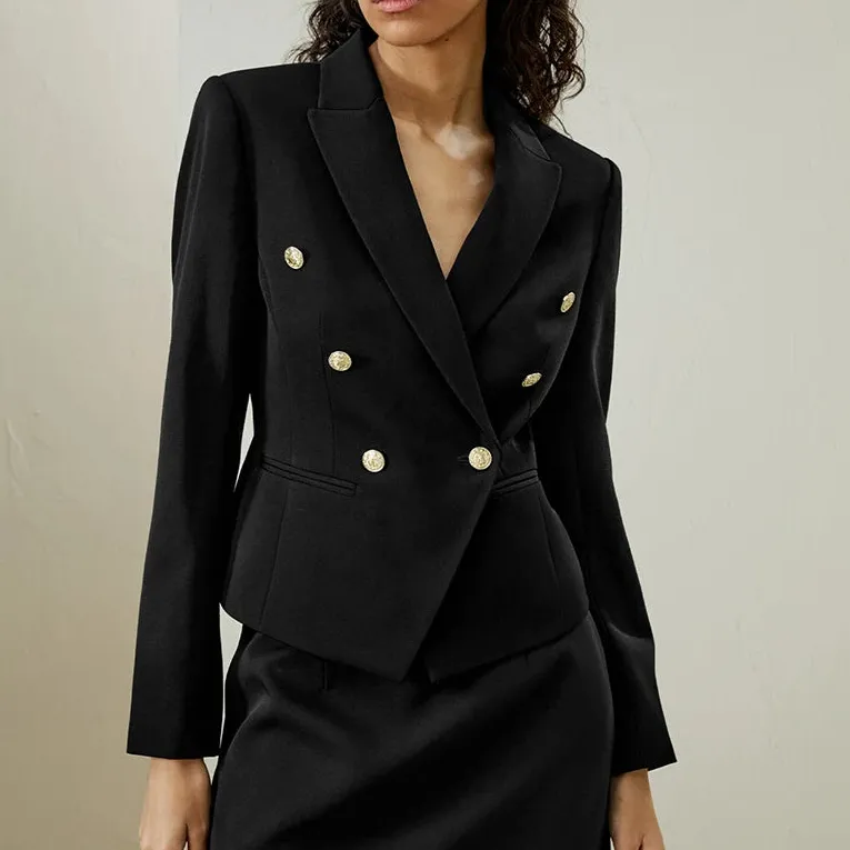 Wool Twill Double Breasted Blazer