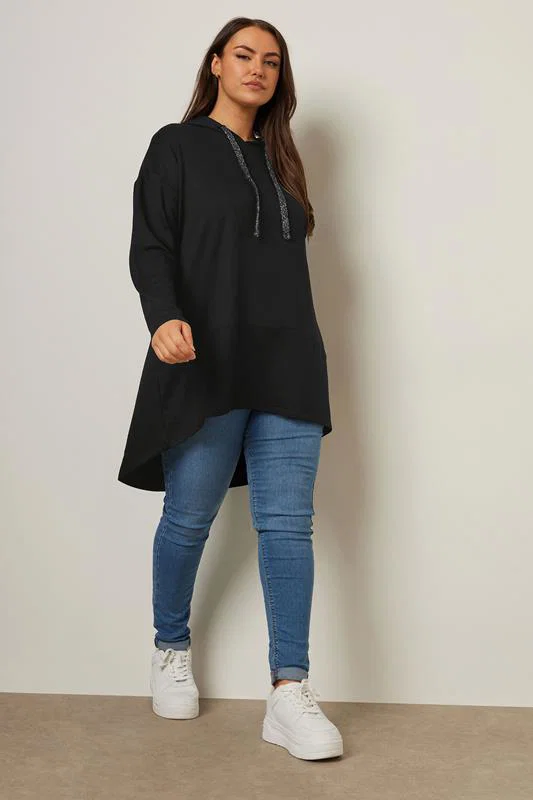 Black Metallic Drawstring Hoodie detail 2
