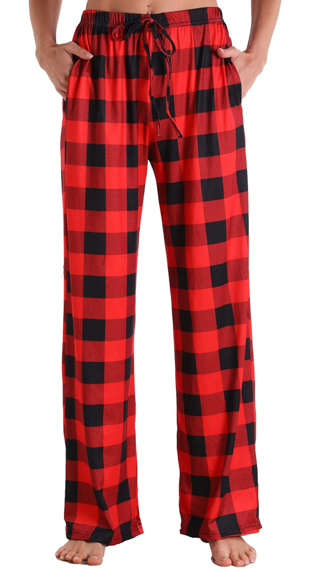 Women Comfy Casual Plaid Pajama Pants In Red