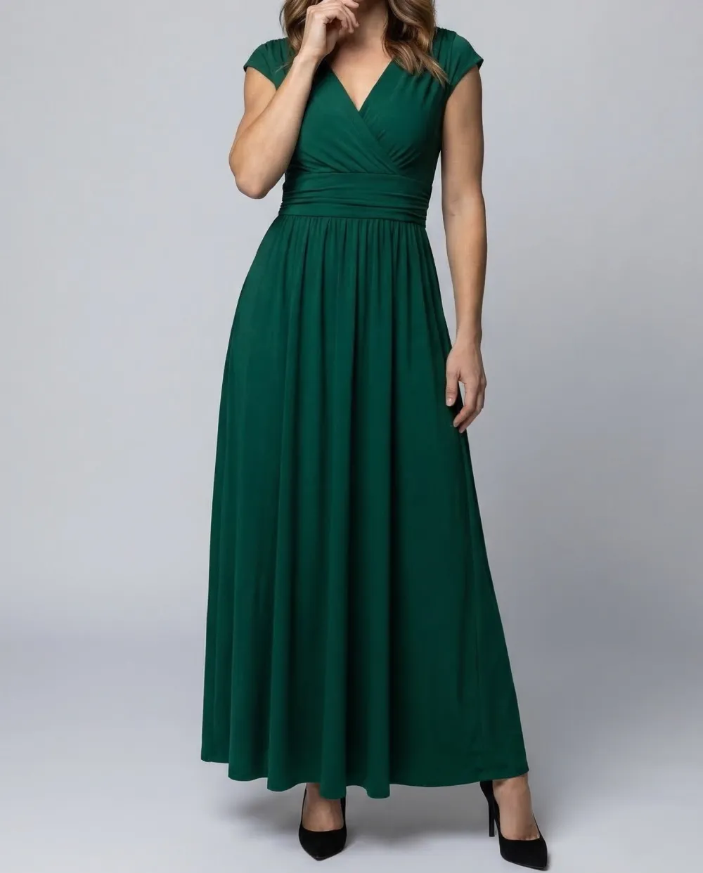 Women's Bodycon V-Neck Short-Sleeve Lace Maxi Dress