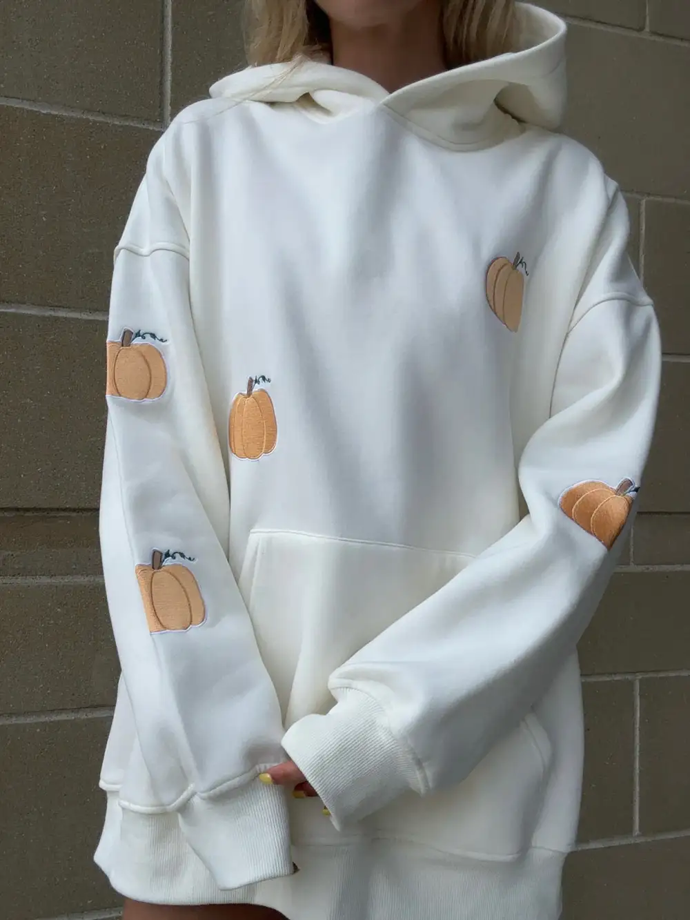 Pumpkins All Over Embroider Hoodie