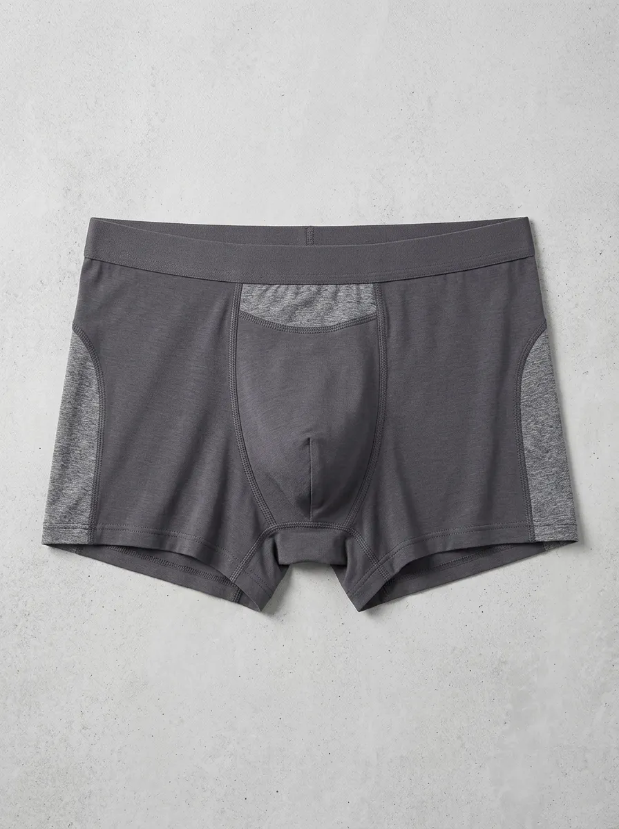 Men's Athletic Comfort Grey Color-Block Printed Boxer Briefs