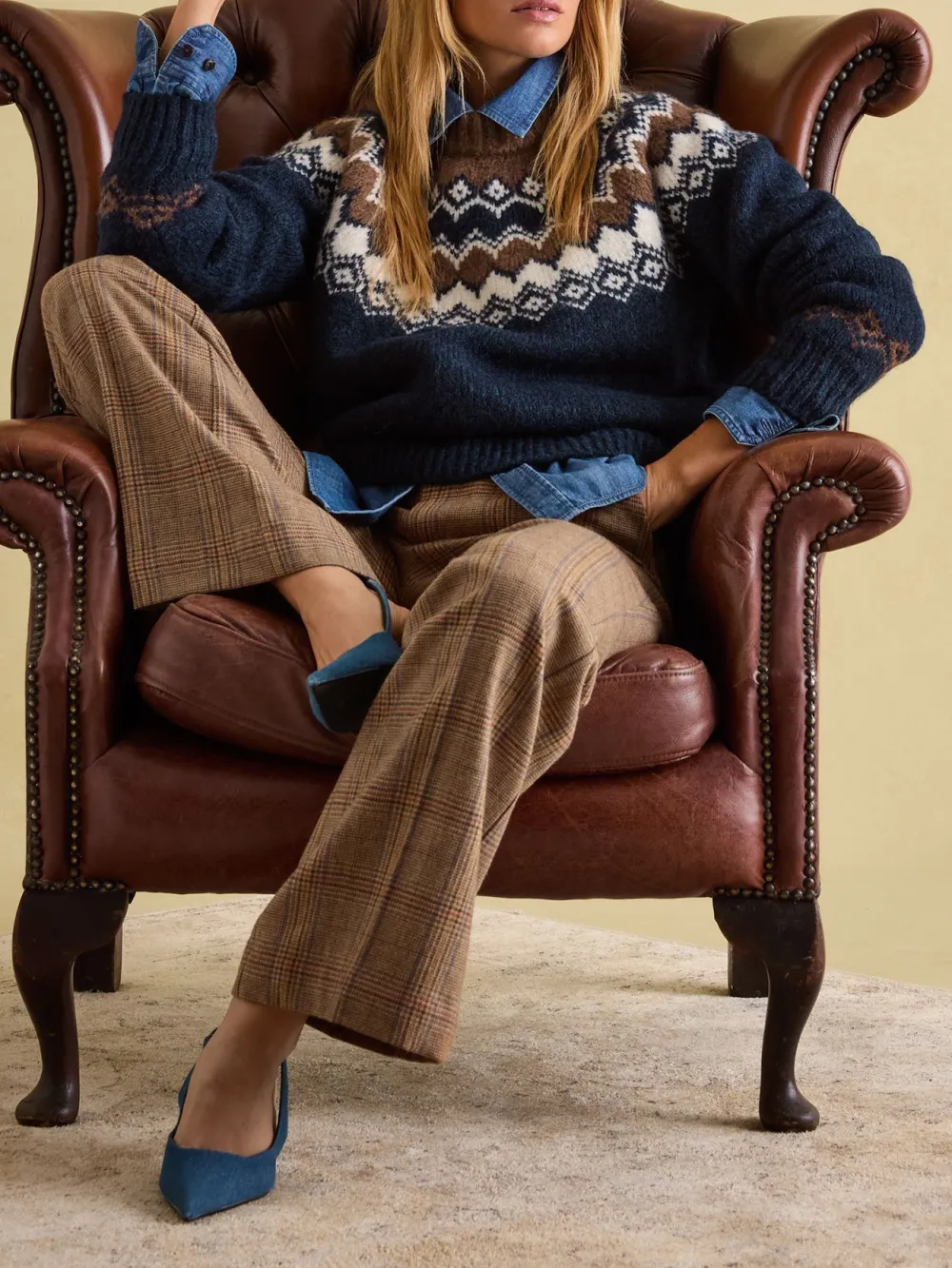 Navy/Camel Fairisle Pattern Jumper