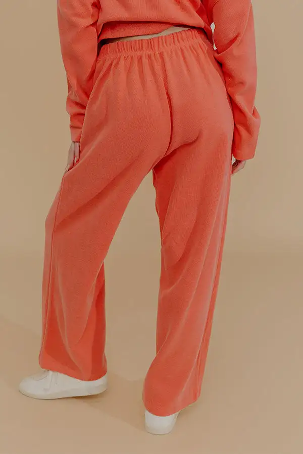 Weekend Away High Waist Knit Pants In Coral