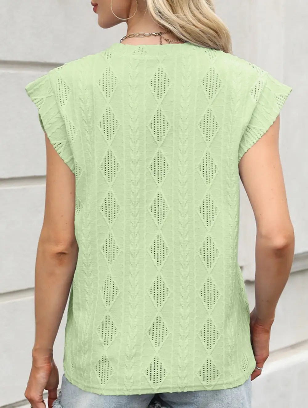 Jacquard Crew Neck Loose Tee