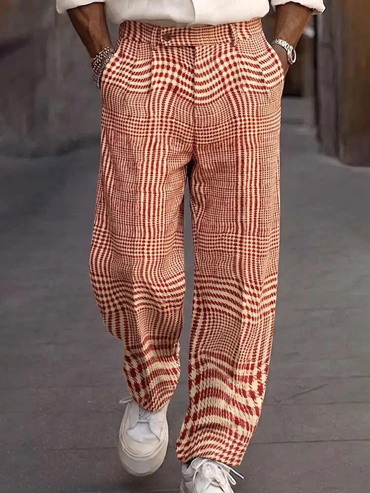 Smart Casual Plaid Pattern Suit Pants