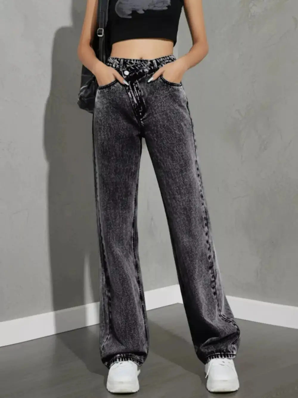 Front-Closure High-Waist High-Rise Denim Jeans