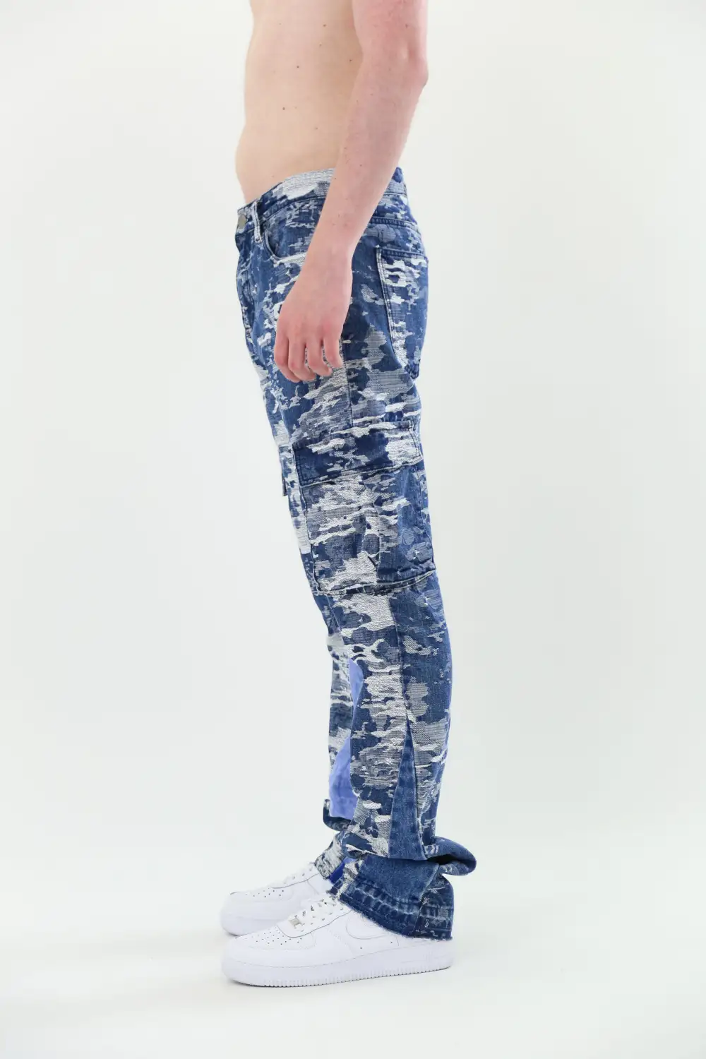 Jacquard Stacked Cargo Jeans