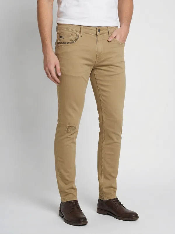 Men's Distressed Blue Denim Slim-Fit Jeans