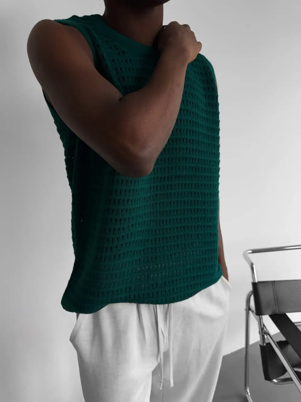 Laidback Relaxed Grid Texture Tank Top