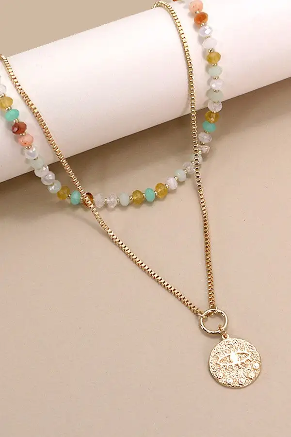 Glass Bead Pendant Necklace Duo