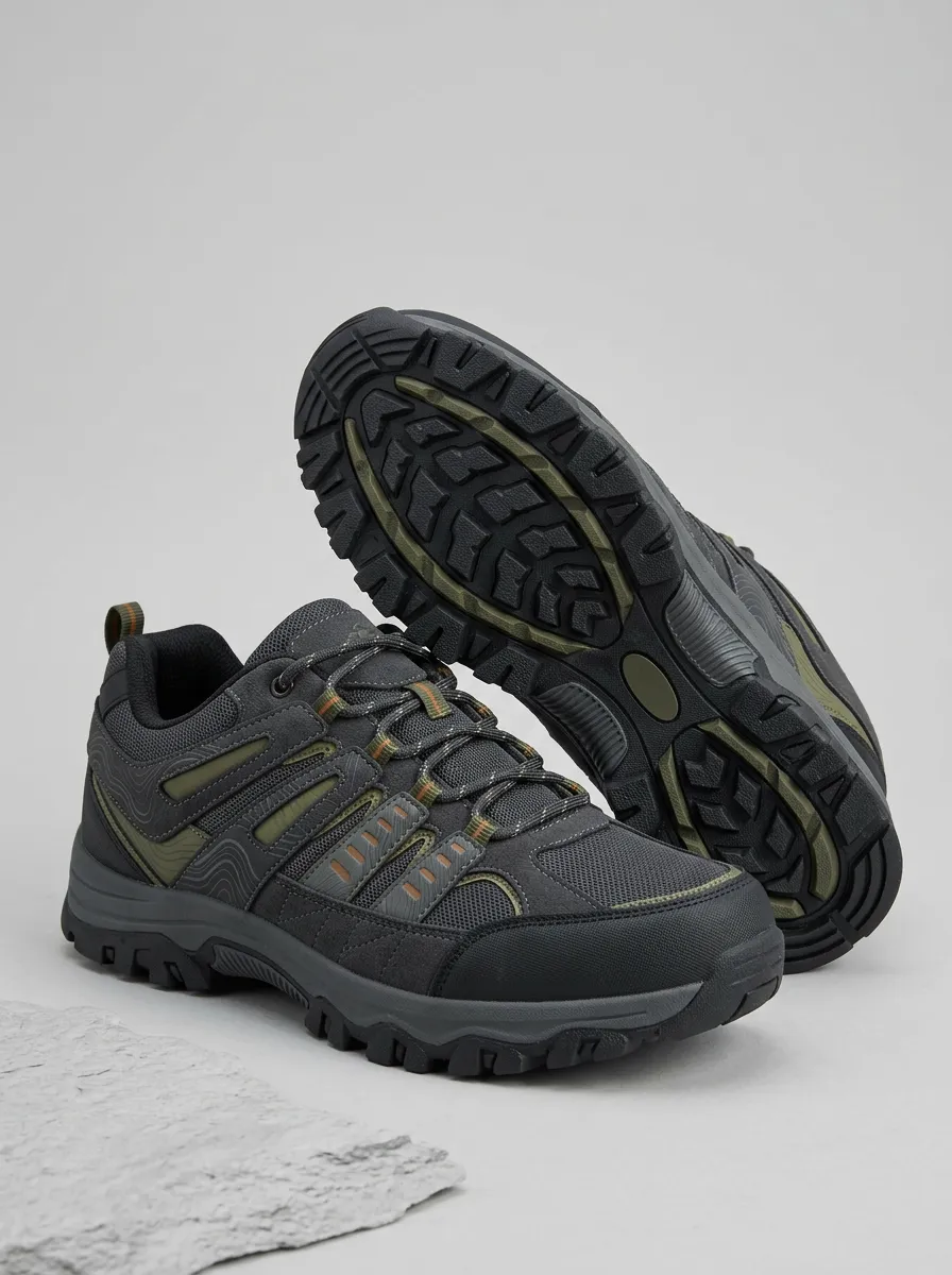 Men's Outdoor Hiking Topographic Pattern Printed Trekking Shoes