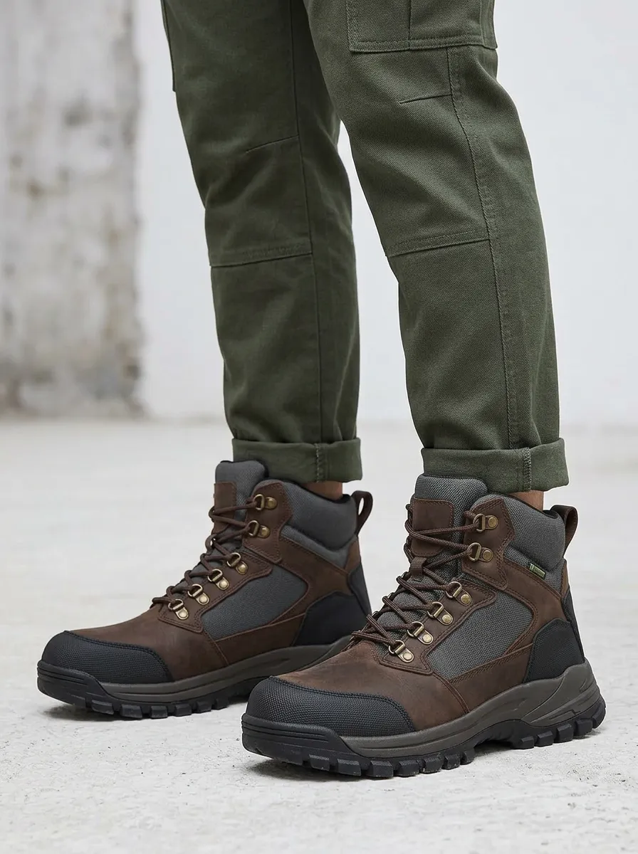 Men's Utility Waterproof Hiking Inspired Outdoor Graphic Detail Work Boots