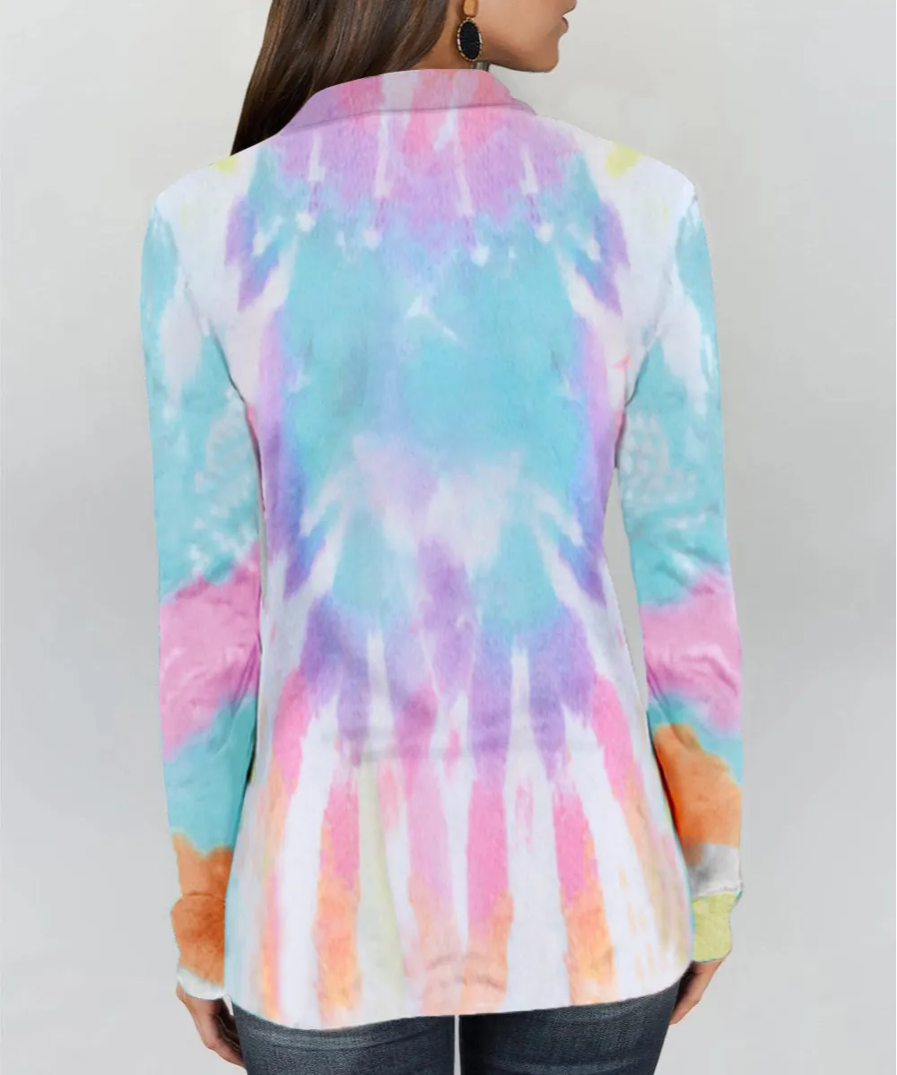 Tie Dye Print Zipper Top