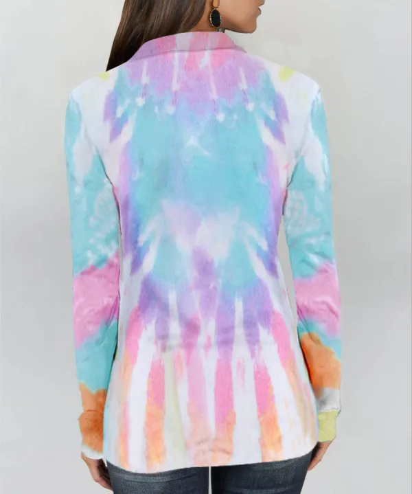 Tie Dye Print Zipper Top
