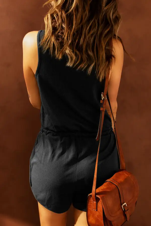 Snap Front Drawstring Romper
