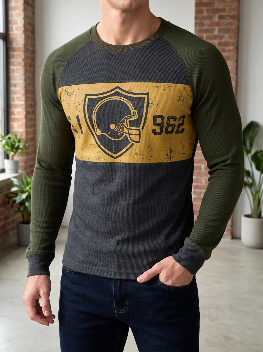 Men's American Football Fan Helmet 962 Printed Long Sleeve Top