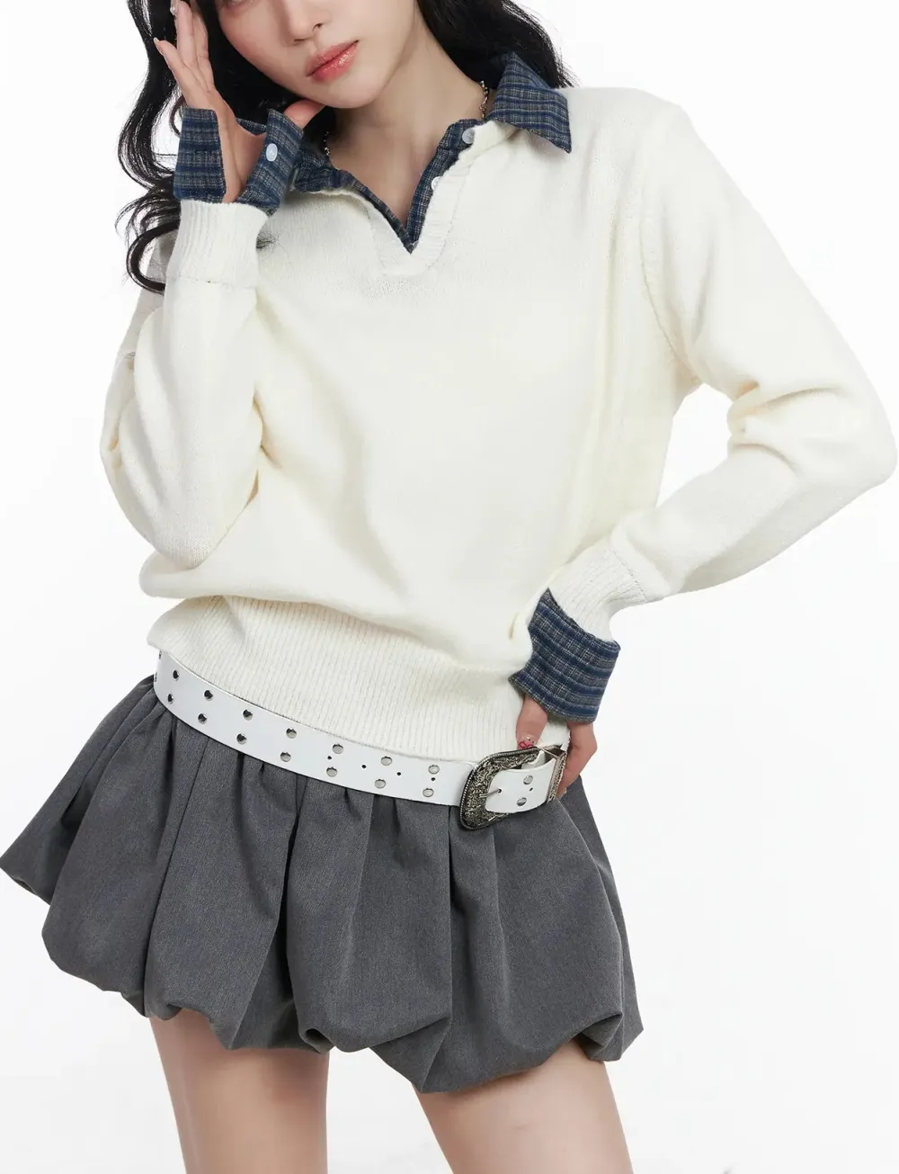 Contrast Collar Knit Sweater
