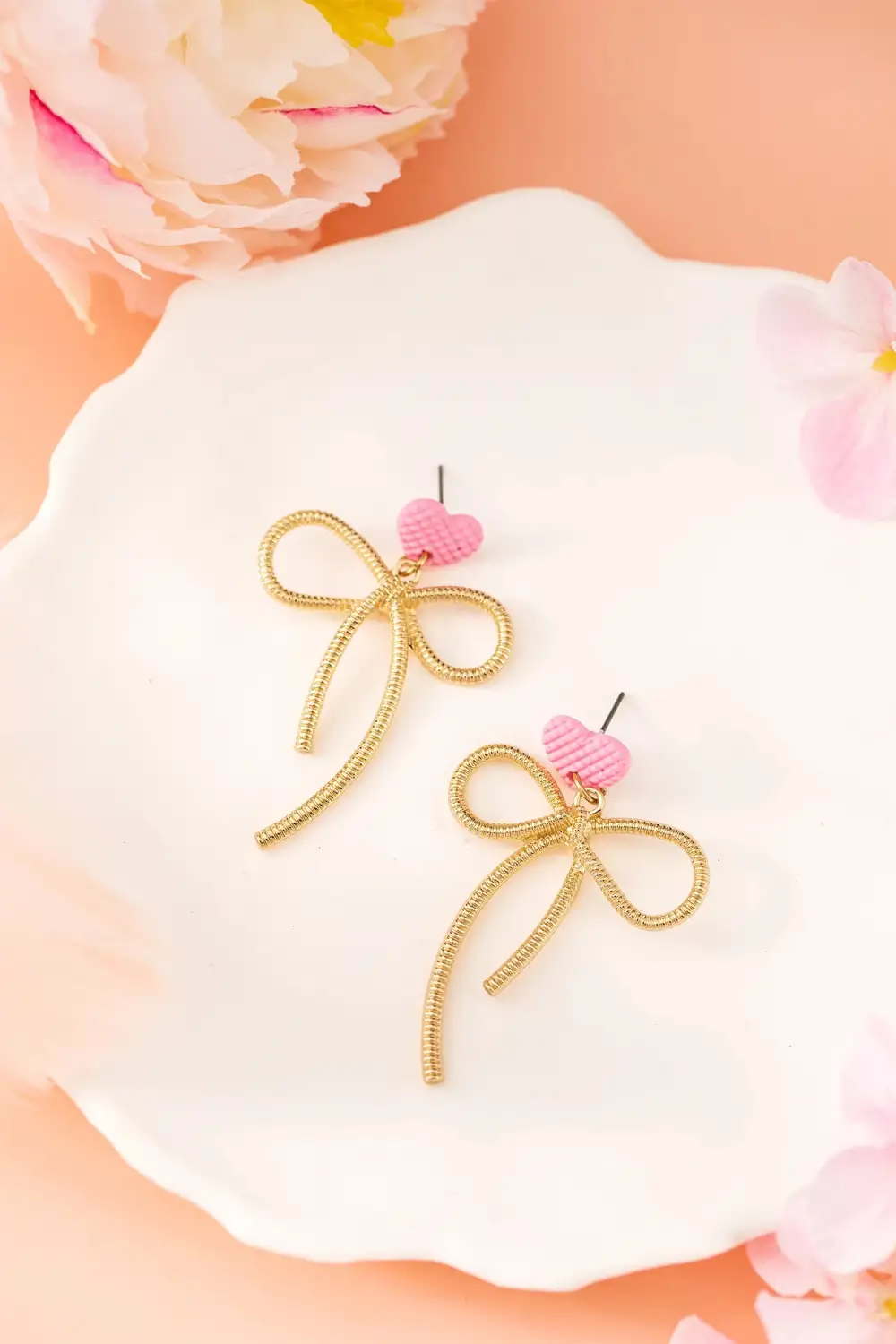 Alloy Heart Bow Lightweight Stud Earrings
