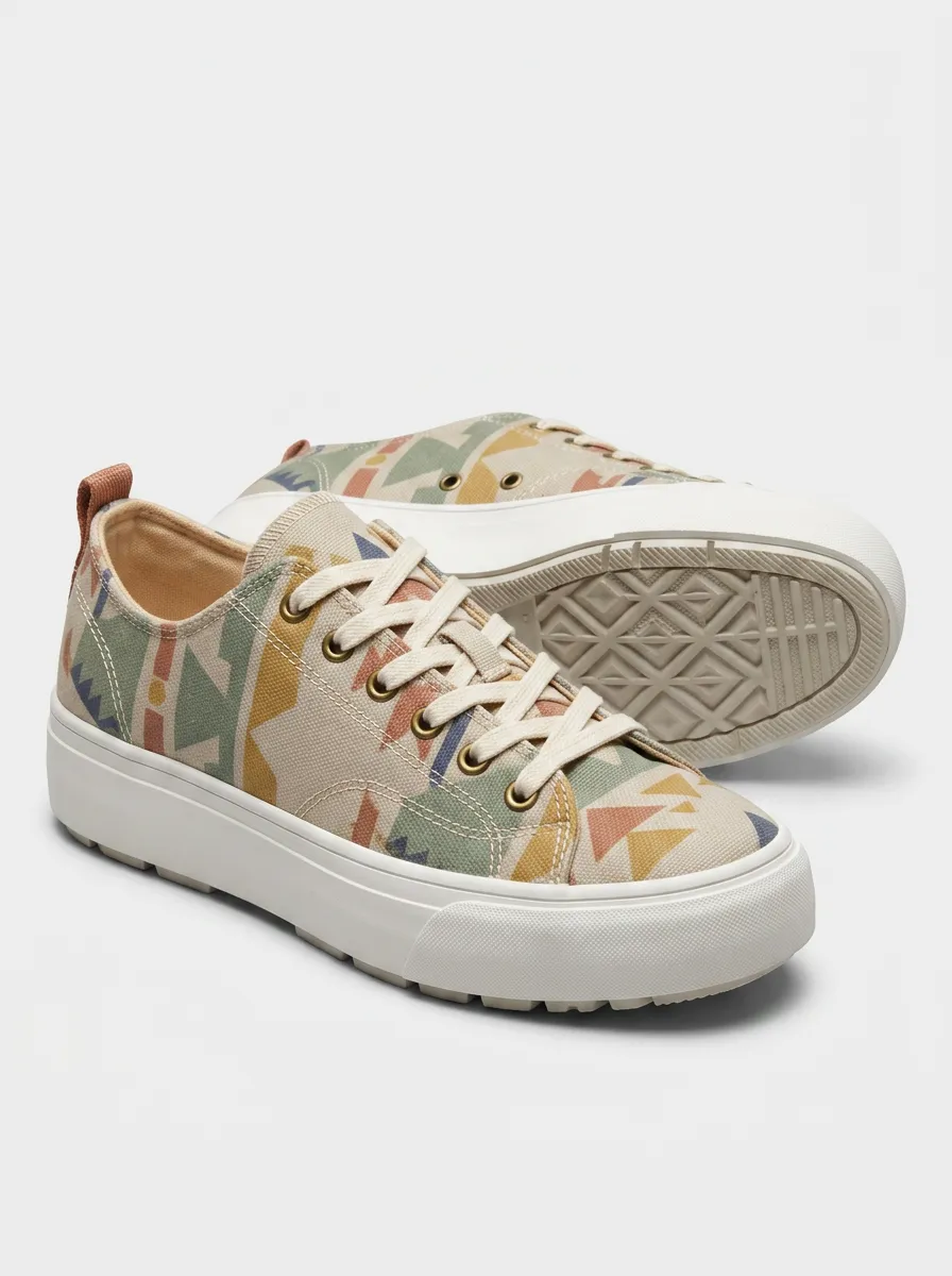 Women's Boho Style Geometric Pattern Printed Canvas Sneakers