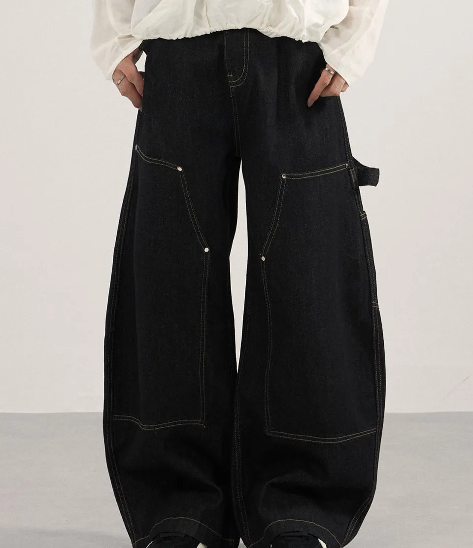 Everyday Wide Leg Cargo High Waist Denim Jeans