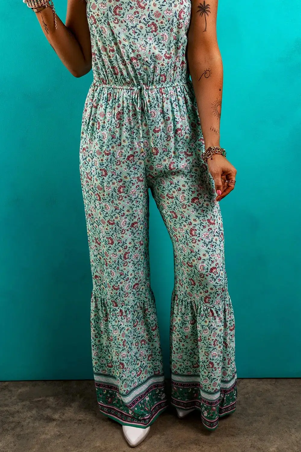Bohemian Floral Ruffle Bottom Spaghetti Strap Accessory