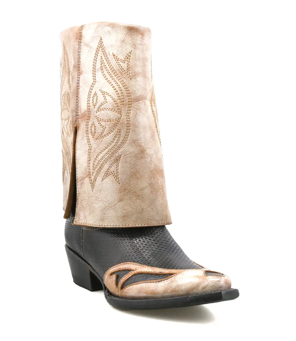 Side-Zip Perforated Western Boots