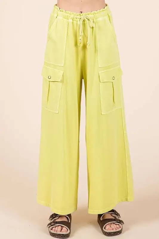 French Terry Cargo Wide Leg Pants