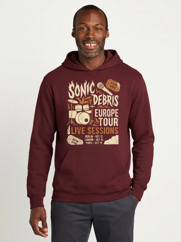 Men's Rock Band Music Lover Sonic Debris Tour Printed Hoodie