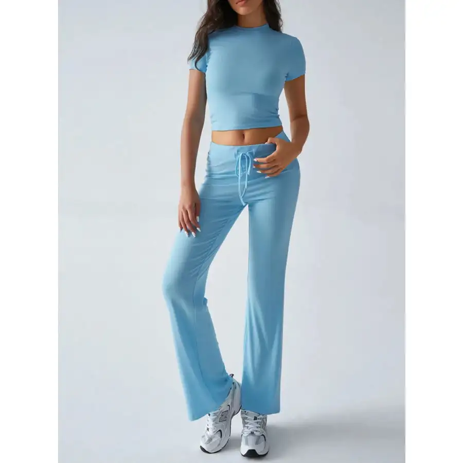 Everyday Round Neck Short Sleeve Top and Pants Set