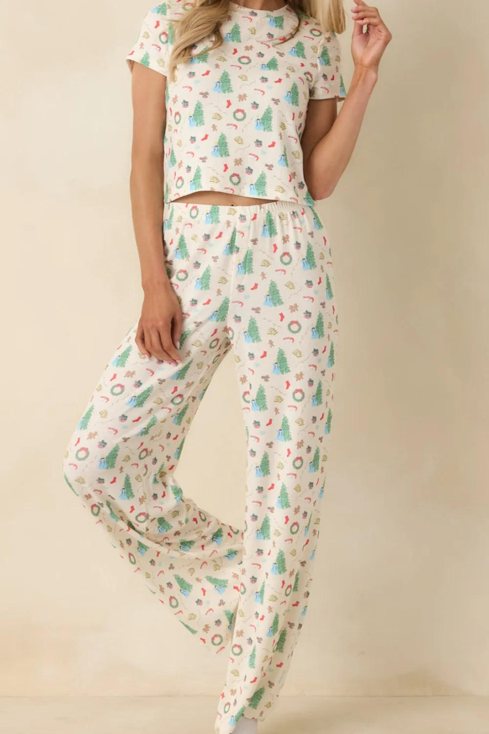 Morning Multi Christmas Print Pajama Pants