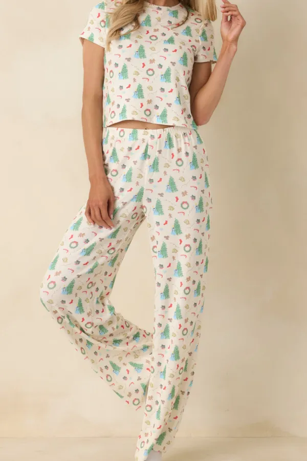 Morning Multi Christmas Print Pajama Pants