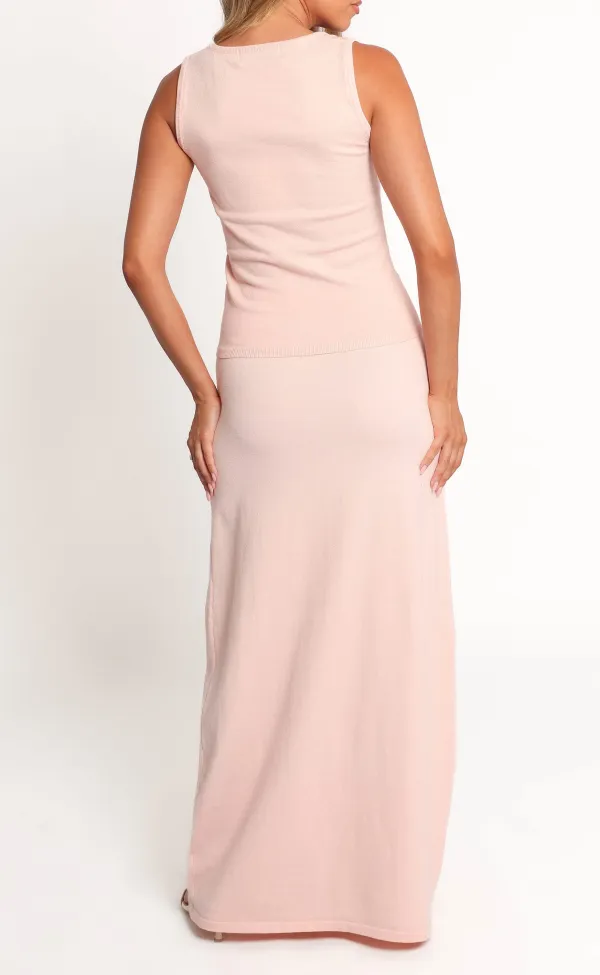 Knit Drawstring Waist Maxi Skirt