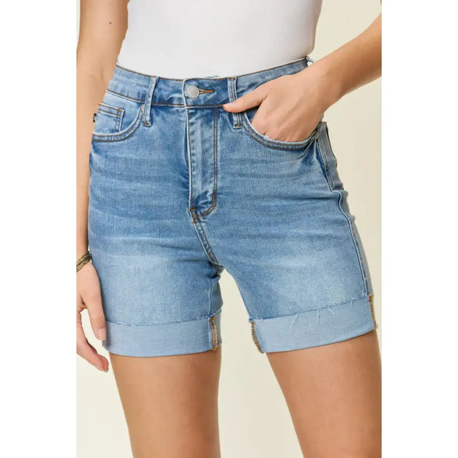 Full Size Tummy Control High Waist Denim Shorts