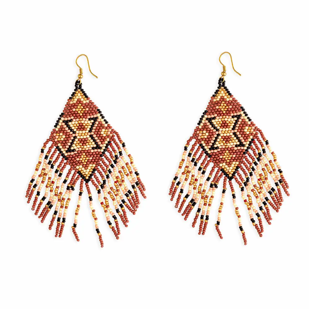 Statement Flowing Artful Beaded Earrings
