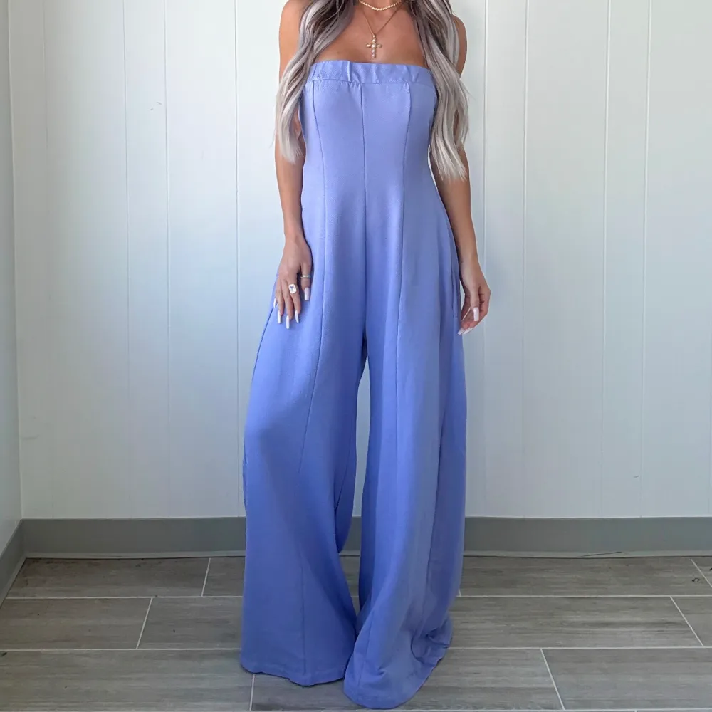 Simple Sway Back Cutout Tube Jumpsuit