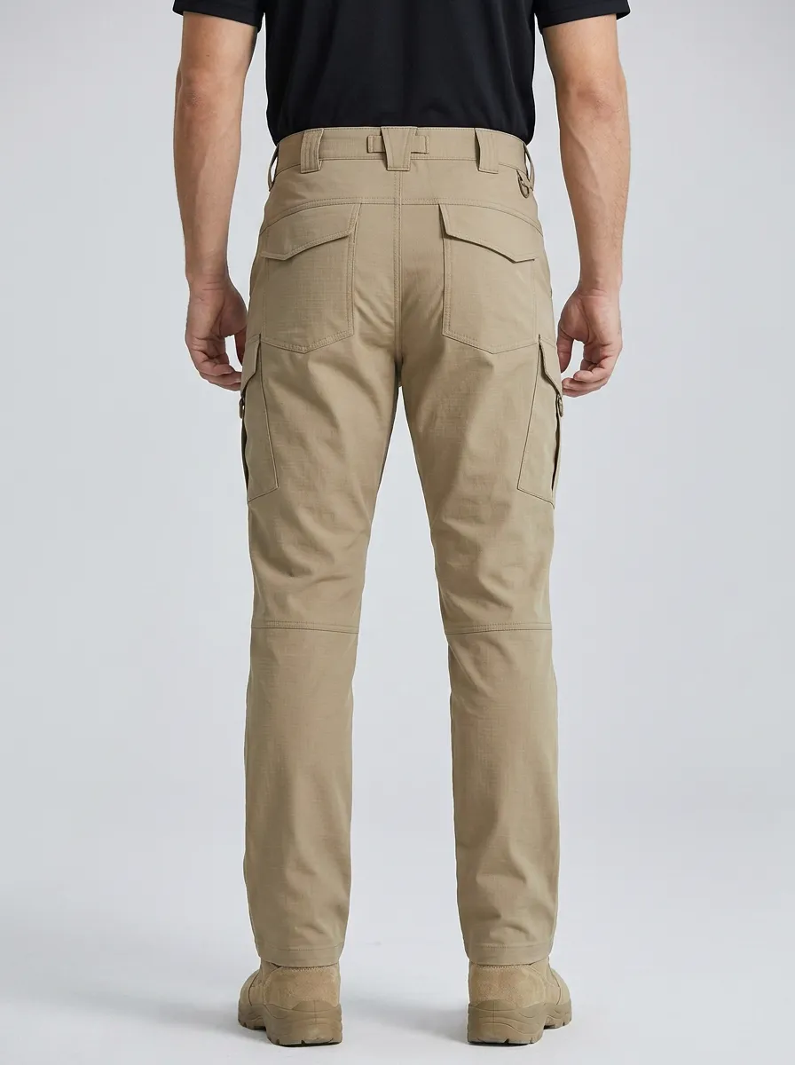 Technical-Look Multi-Pocket Workwear Cargo Pants with Utility Pockets