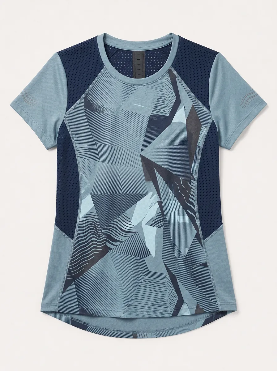 Women's Training Athletic Geometric Pattern Printed Sport Top