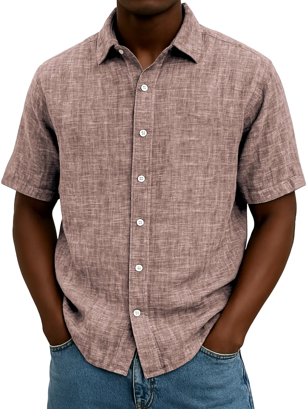 Easy Fit Linen Blend Button Front Shirt