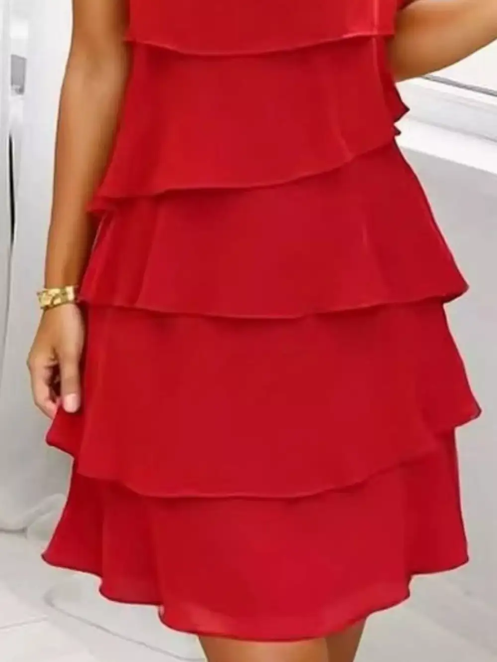 Layered Detail Ruffle Dress