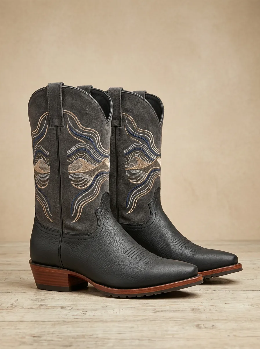 Men's Western Desert Landscape Embroidered Western Boots