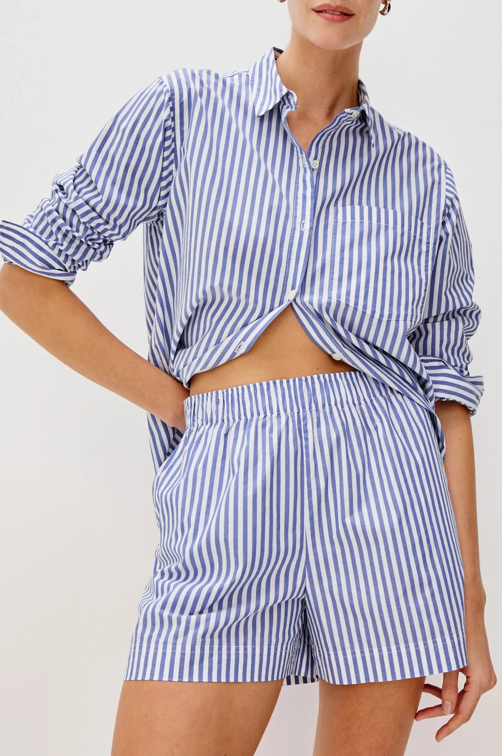 Pink Striped Midriff Shorts