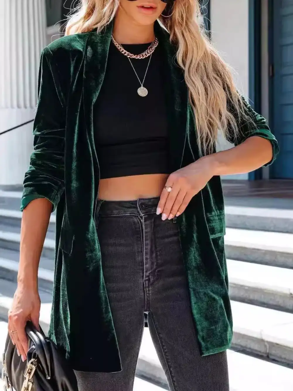 Velvet One Button Outerwear