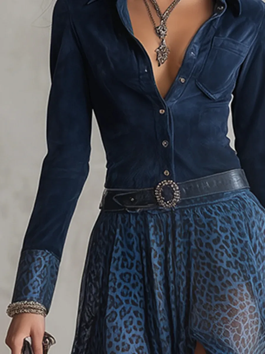 Retro Leopard Print Chiffon Maxi Dress