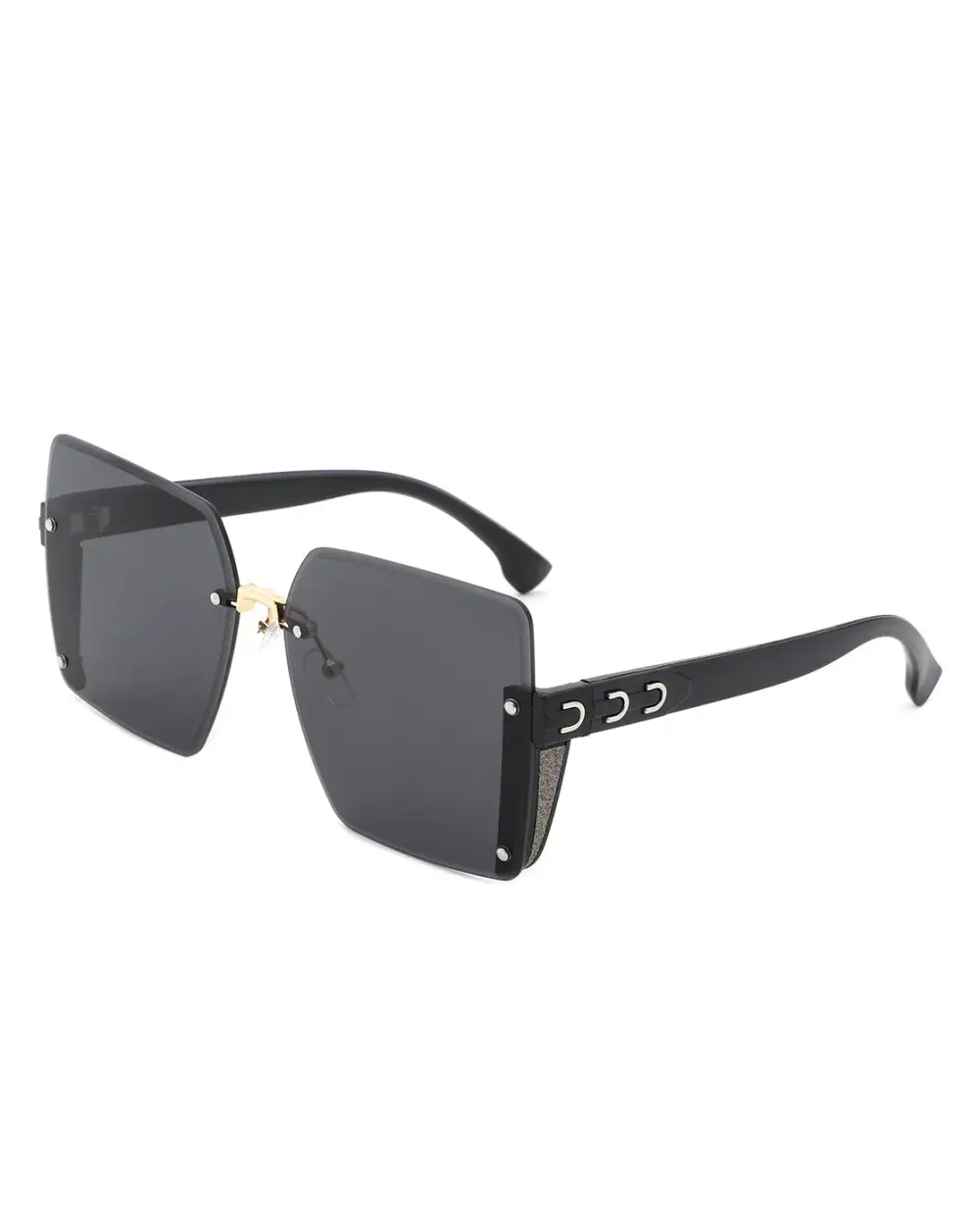 Knotted Square Rimless Frame Sunglasses